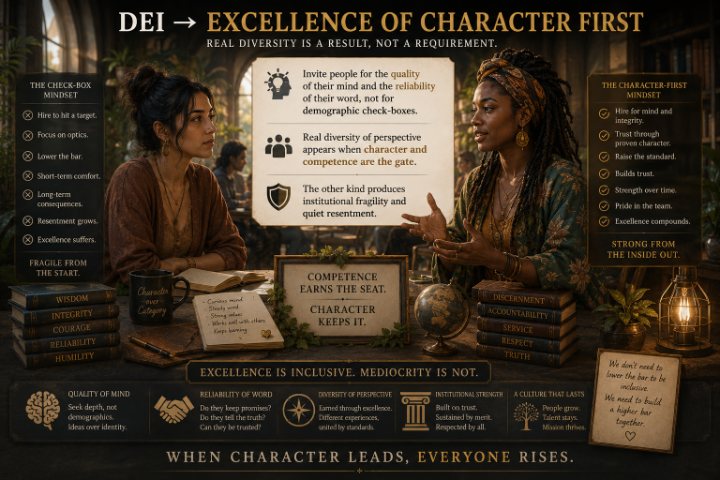 Excellence of Character First — reframe artwork